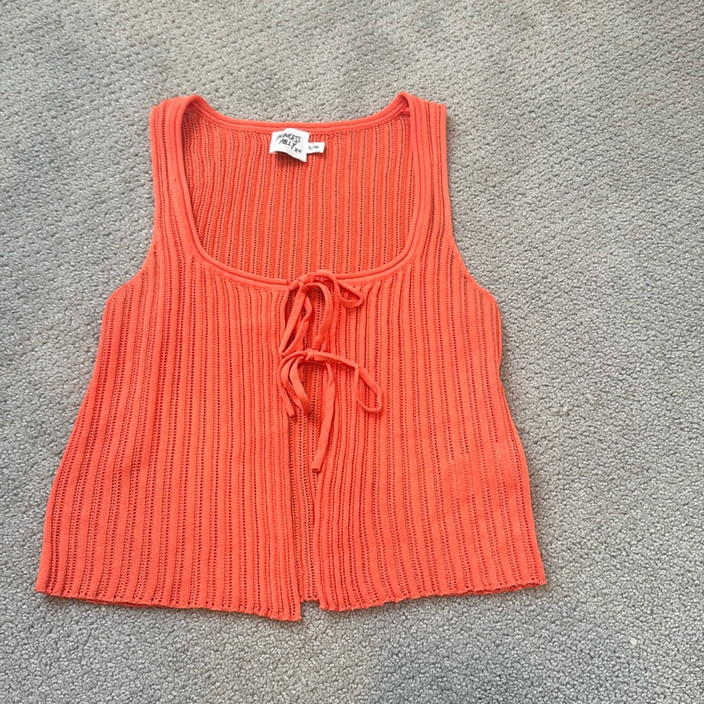 Princess Polly orange knit tie front top size s/m